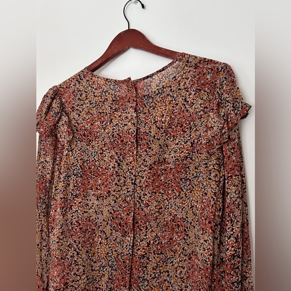 LoveShackFancy Silk Ruffle Floral Print Blouse top large - Picture 11 of 11